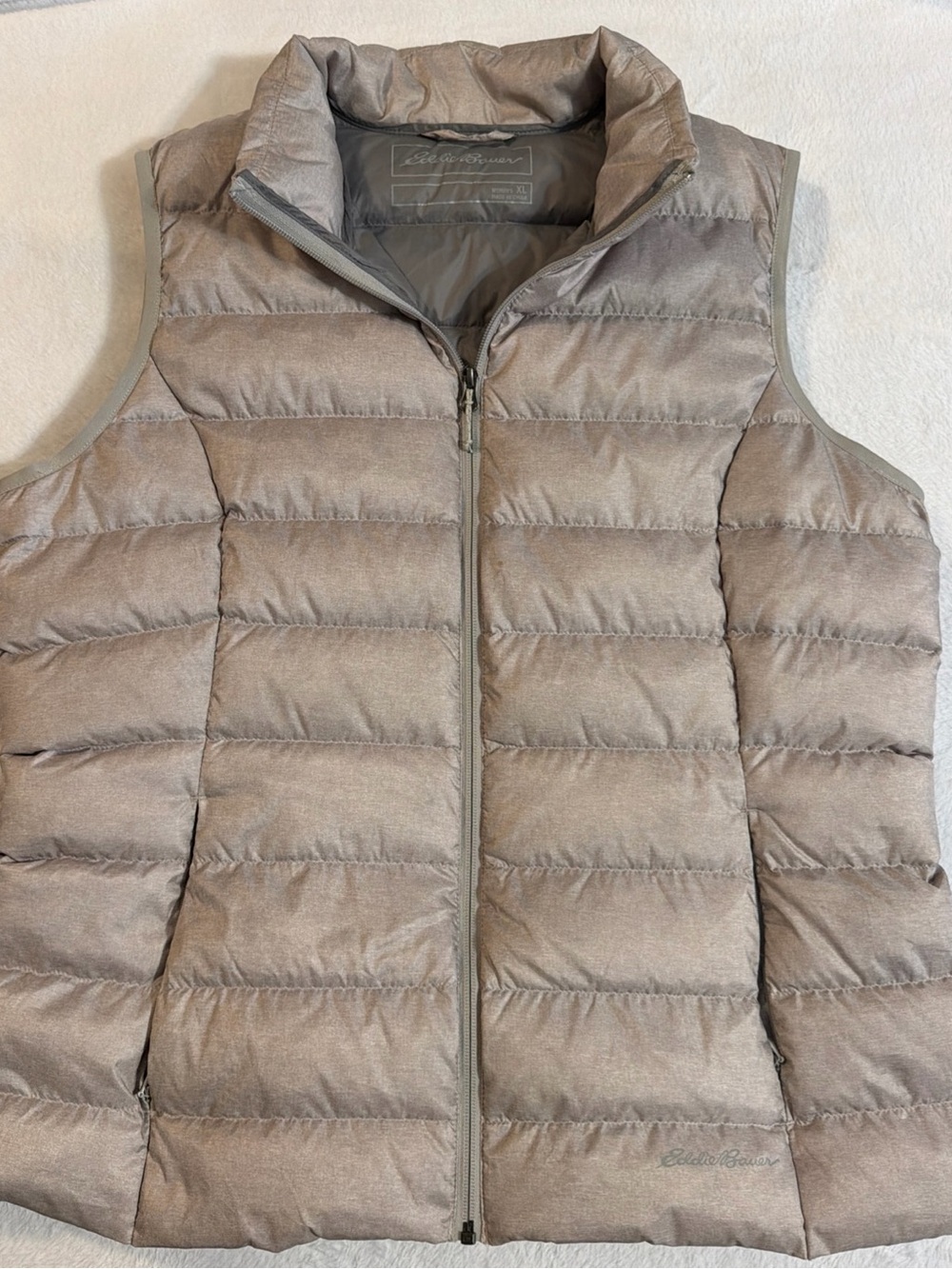 Eddie Bauer Quilted Sleeveless Puffer Vest in Light Taupe